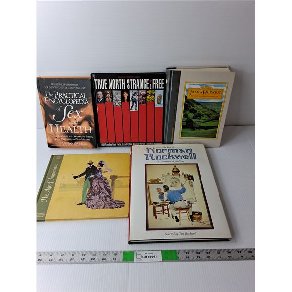 (5) Books- True North Strange & Free, The Best of Norman Rockwell, The Age of Innocence, Misc.