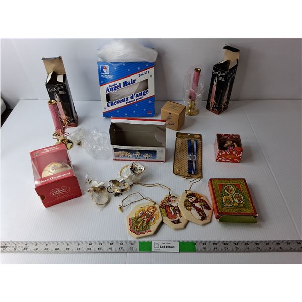 Christmas Lot- Ornaments, Artificial Candles, Misc.