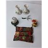 Image 3 : Christmas Lot- Candle Holders, Pin Cushion, Wooden Angel, Misc.