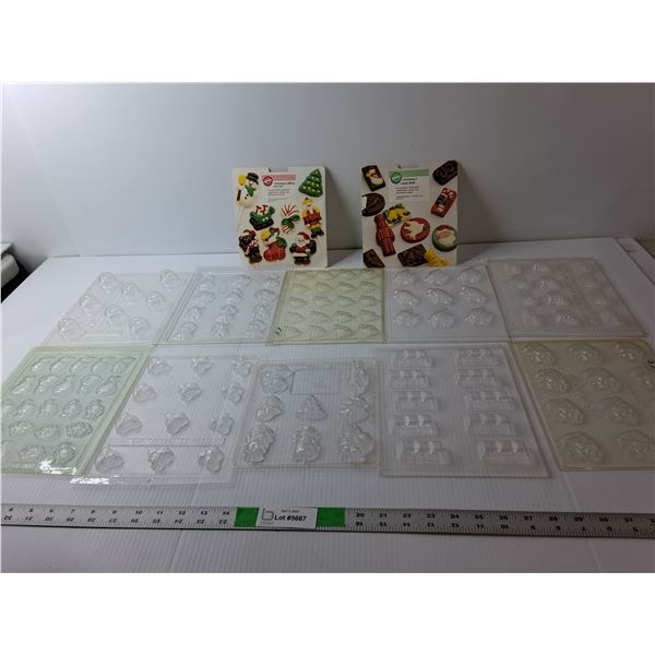(10) Plastic Candy Molds- Christmas, Turtles, Misc.