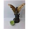 Image 3 : (2) Vintage Cologne Bottles- One Full, Angel Ceramic Candle Holder 11.75" Tall, Candle