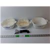 Image 1 : (3) Corningware Ceramic Dishes 7" Diameter,  (2) Lids & Handle