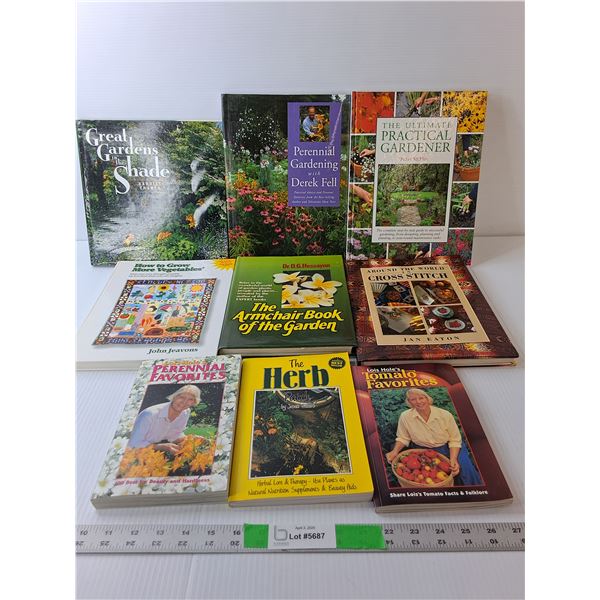 (9) Mostly Gardening Books- Perennials, Vegetables, Cross Stitch