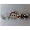 Image 2 : (6)Glass Vases Up to 9" Tall, (4) Christmas Mugs/Glasses, Santa Napkin Holder