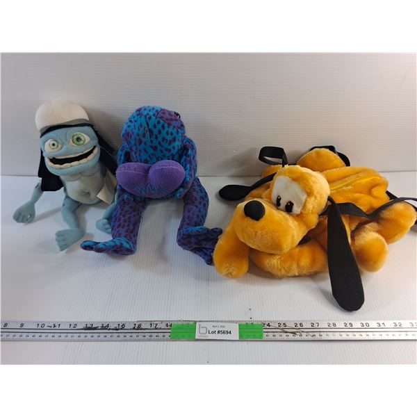 Pluto Backpack and (2) Frog Plush Toys