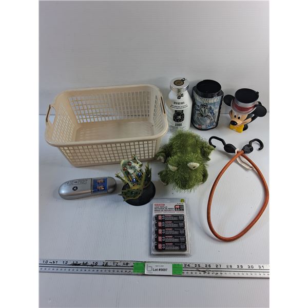 Plastic Basket, Pass The Pigs, Mickey Mouse Mug, Lead Refills and Misc