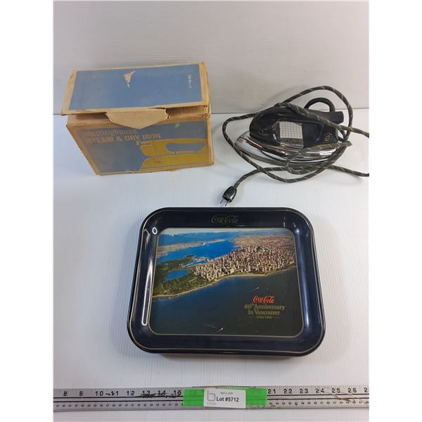 Westinghouse Steam & Dry Iron and Coca Cola Anniversary Tray