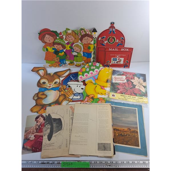 Vintage Paper, International Harvester Saskatchewan Calendar and Assorted Easter Decor