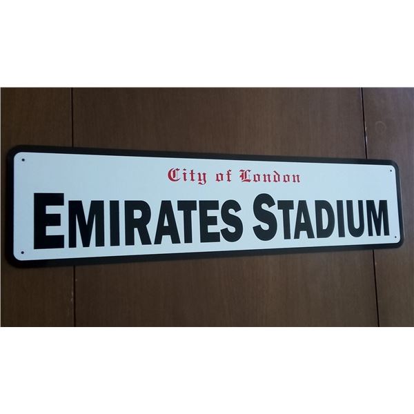 Football Stadium Street Sign Emirates Stadium, City of London - Aluminum 24" x 6" Arsenal FC