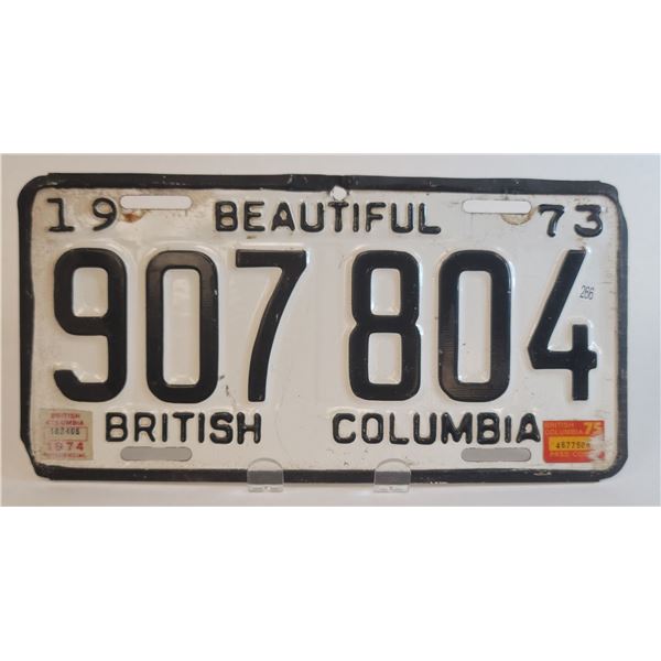 British Columbia 1973 License Plate 