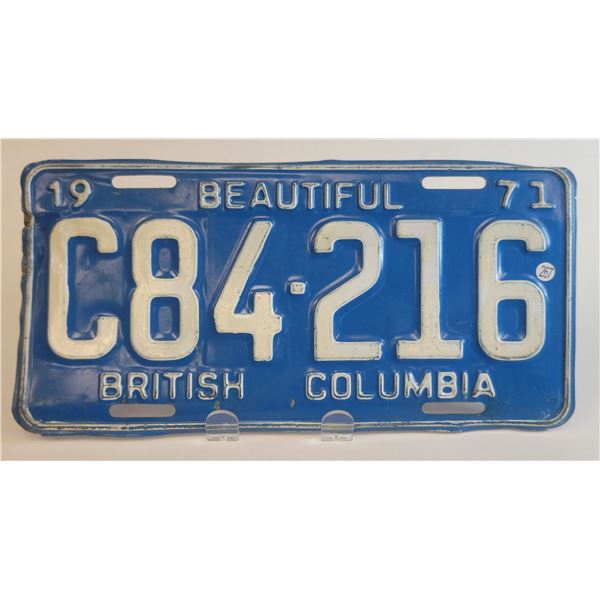 British Columbia Beautiful 1971 License Plate 