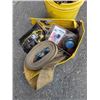 Image 2 : BUCKET OF HAND TOOLS AND BOX OF GATE HARWARE, STRAPS AND MORE