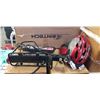 Image 1 : TWO BIKE HELMETS, CARRIER AND POWERBAR