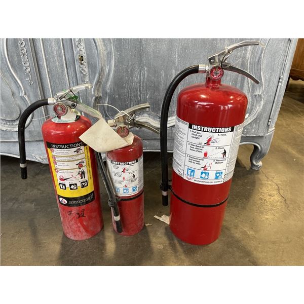 3 FIRE EXTINGUISHERS FULLY CHARGED