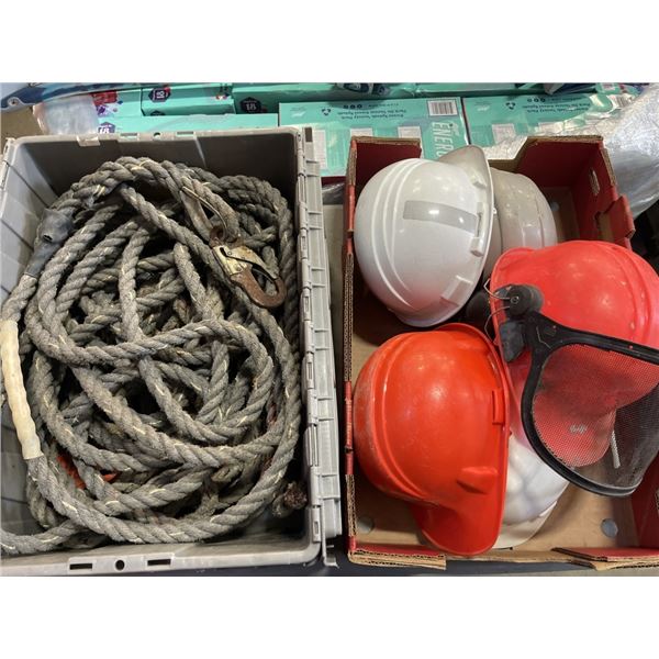 TOTE OF SAFETY ROPES AND SAFETY HARD HATS