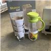 Image 2 : 3 OCEAN GLASSWARE GREEN MAISON SET WITH GLASS PITCHER AND 4 GLASSES