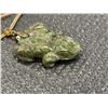 Image 2 : STAMPED 10K GOLD TONE CHAIN AND JADE PENDANT