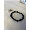 Image 2 : BLACK KYNITE DISPLAY WITH ROSE QUARTZ RING, AQUARMARINE STONES AND SHUNGHITE BRACELET