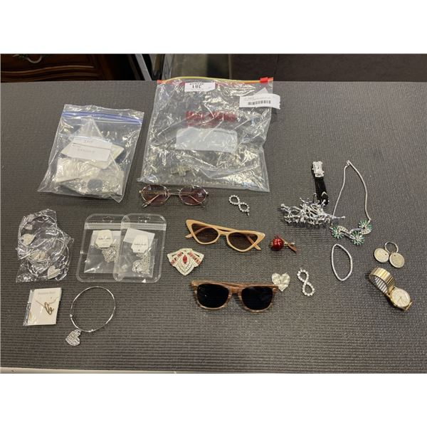 2 BAGS OF ASSORTED JEWELRY AND SUNGLASSES
