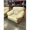 Image 2 : 2 MODERN LEATHER WOOD FRAMED ARMCHAIRS
