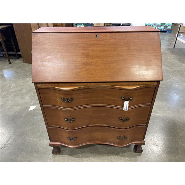 ANTIQUE SERPENTINE FRONT DROP FRONT DESK