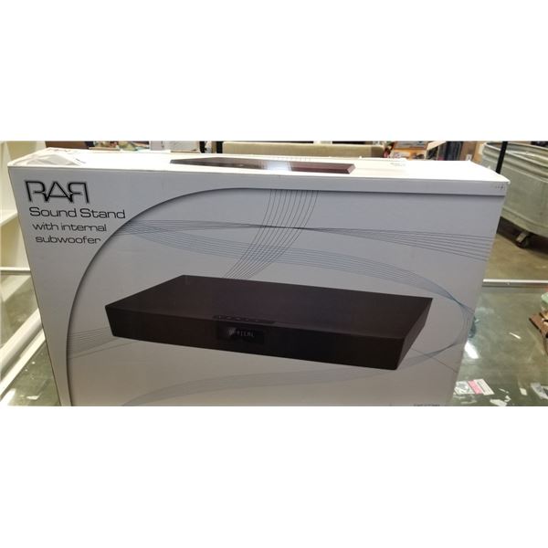 NEW SOUNDSTAND WITH SUBWOOFER UNDER TV CENTRE SPEAKER WITH REMOTE AND BLUETOOTH CAPABILITIES