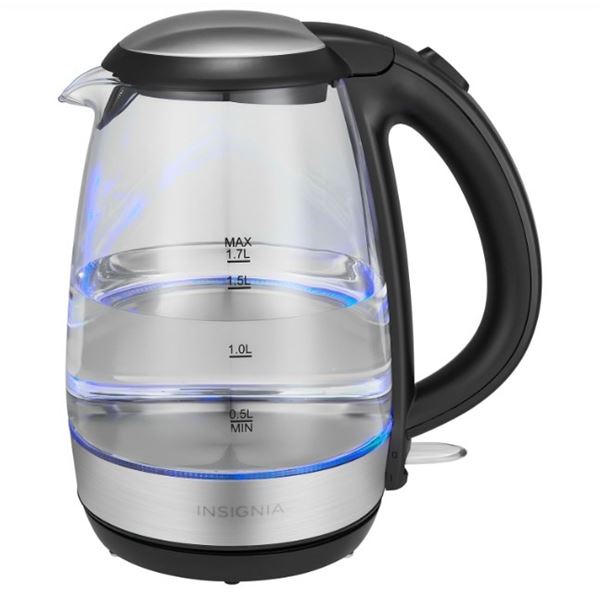 NEW INSIGNIA 1.7L GLASS ELECTRIC KETTLE - TESTED WORKING, STORE DISPLAY, UNUSED NO BOX