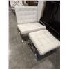 Image 1 : WHITE LEATHER SLING LOUNGE CHAIR AND OTTOMAN