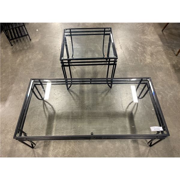2 PC GLASS TOP COFFEE AND ENDTABLE SET