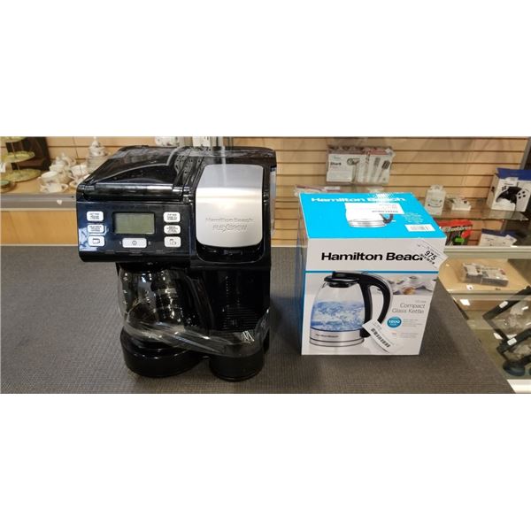 HAMILTON BEACH TRIO COFFEE MAKER AND HAMILTON BEACH ELECTRIC KETTLE