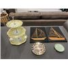 Image 1 : 3 TIER CAKE STAND, STRING PICTURES AYNSLEY PLATES AND PIN DISH