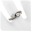 Image 3 : Antique Edwardian 14K Gold Platinum.54 ctw European Diamond Two-Stone Bypass Rin