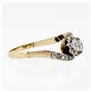 Image 5 : Antique Edwardian 14K Gold Platinum.54 ctw European Diamond Two-Stone Bypass Rin