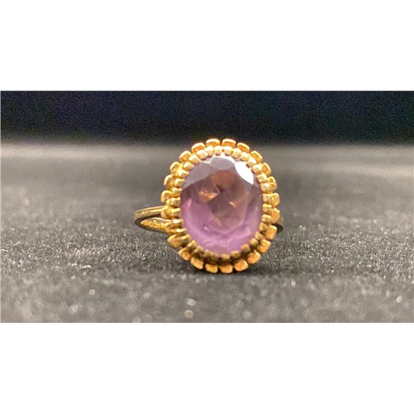 18K LADIES RING SET WITH AMETHYST (6.1G)