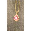 Image 2 : 10K CHAIN (18") WITH 14K PENDANT SET WITH RUBIES AND DIAMOND (0.15CT, 3.2G)