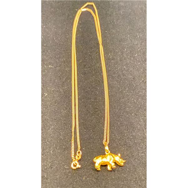 10K CHAIN (22") WITH 18K RHINOCEROS PENDANT (10G)