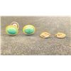 Image 1 : TWO PAIRS 18K EARRINGS SET WITH MALACHITE AND DIAMONDS (8.5G TOTAL)