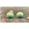 Image 2 : TWO PAIRS 18K EARRINGS SET WITH MALACHITE AND DIAMONDS (8.5G TOTAL)