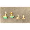 Image 4 : TWO PAIRS 18K EARRINGS SET WITH MALACHITE AND DIAMONDS (8.5G TOTAL)