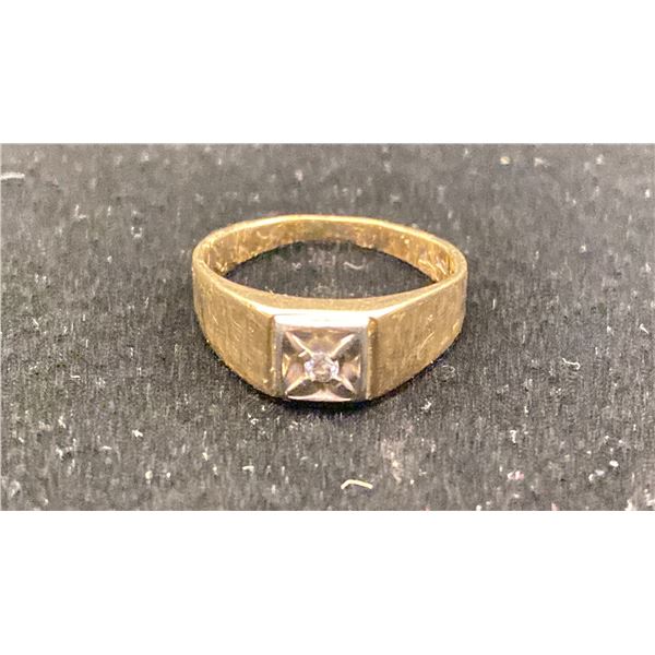 10K MENS PINKIE RING SET WITH DIAMOND (0.05CT, 3.2G)