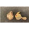 Image 1 : 18K TAHITI CHARM SET WITH RED STONE, 10K COPTIC CROSS PENDANT (1.4G)