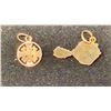 Image 2 : 18K TAHITI CHARM SET WITH RED STONE, 10K COPTIC CROSS PENDANT (1.4G)