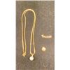 Image 1 : 10K CHAIN (20") WITH 14K PENDANTS SET WITH PEARL AND DIAMOND, TWO 10K+ CHARMS (5.7G TOTAL)