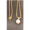 Image 2 : 10K CHAIN (20") WITH 14K PENDANTS SET WITH PEARL AND DIAMOND, TWO 10K+ CHARMS (5.7G TOTAL)