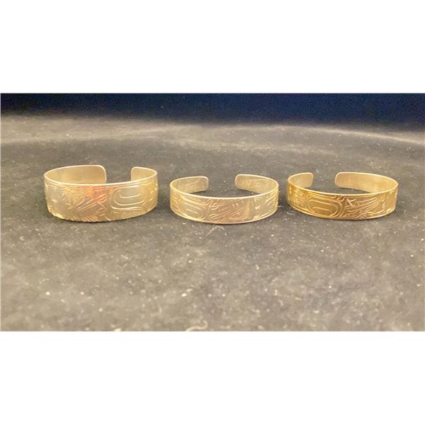THREE WEST COAST FIRST NATIONS SILVER BANGLES (62G)