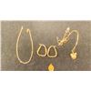 Image 1 : PAIR 14K HOOP EARRINGS, 18K CHARM, 14K BRACELET (8"), 10K CHAIN WITH 10K APPLE PENDANT (8.4G TOTAL)
