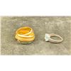 Image 2 : 10K LADIES RING SET WITH AQUAMARINE, PAIR 10K HOOP EARRINGS (7.7G TOTAL)