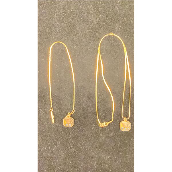 14K CHAIN (16") WITH 10K PENDANT SET WITH SAPPHIRES, 14K BRACELET WITH 10K CHARM SET WITH SAPPHIRES