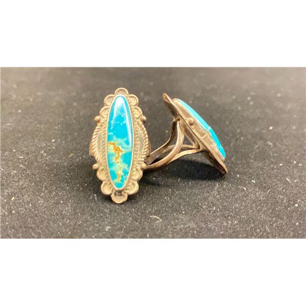 TWO SILVER LADIES RINGS SET WITH TURQUOISE (14.5G)