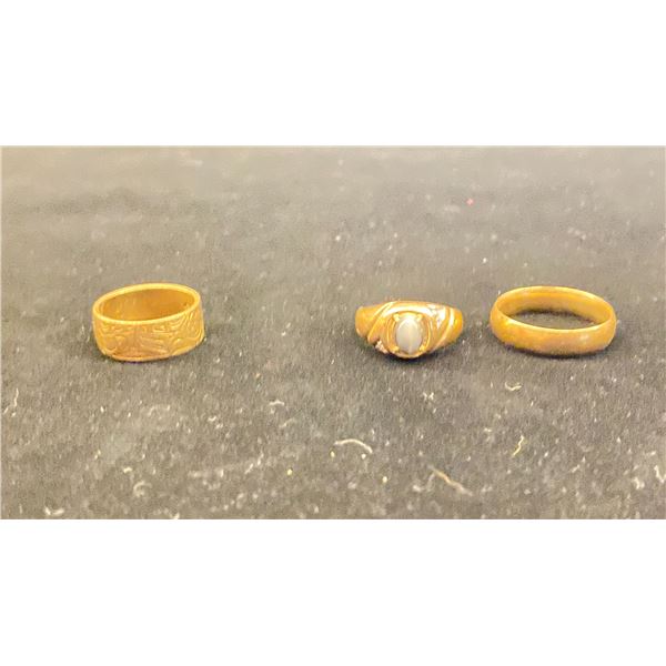 3 GOLD RINGS; 1 14K 6G, 2 10K 8G